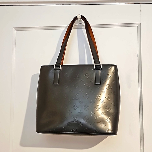Authentic Louis Vuitton black noir matte monogram Stockton shoulder / tote bag - Picture 2 of 16